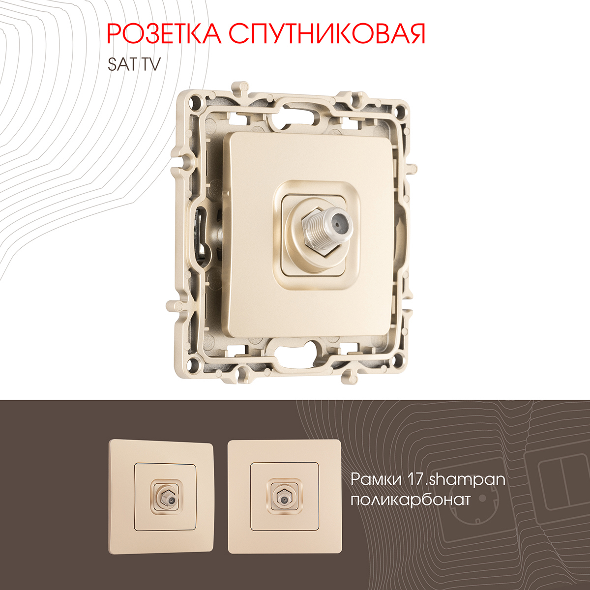 Изображение товара Розетка ТВ/спутник встраиваемая Arte milano 217.42-1.shampan цвет шампань