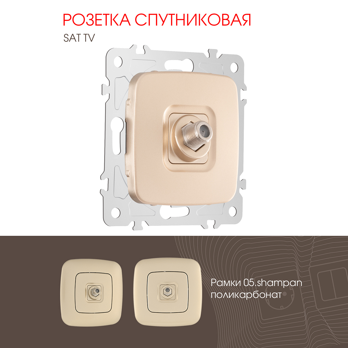 Изображение товара Встраиваемая ТВ-розетка Arte Milano Am-205Шампань для сигнала (IP20)