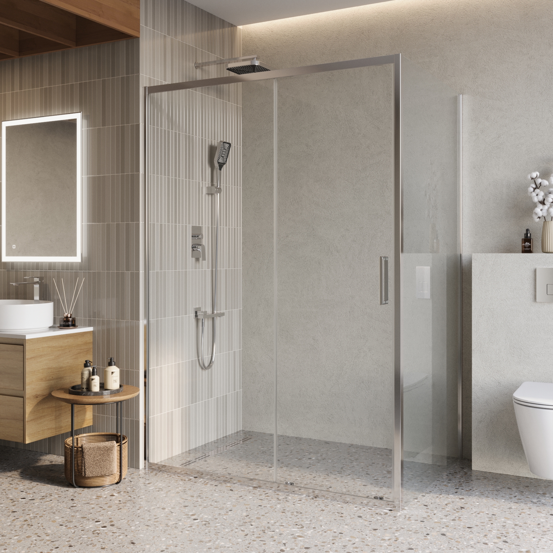 Изображение товара Душевой уголок Belbagno LUCE LUCE-AH-1-140/100-C-Cr прямоугольная 140x100см хромированный профиль эффект стекла прозрачный
