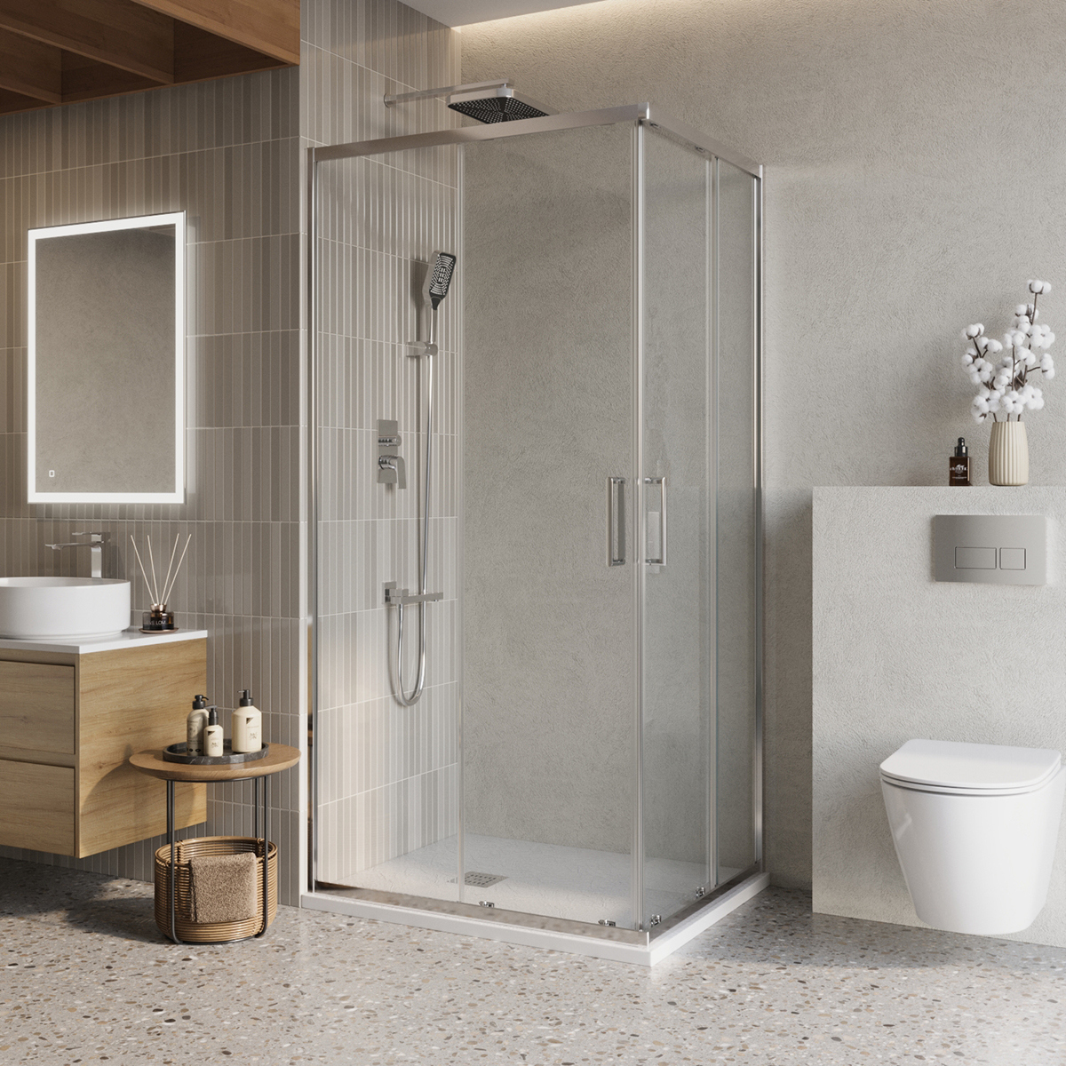 Изображение товара Душевой уголок Belbagno LUCE LUCE-AH-2-120/90-C-Cr прямоугольная 120x90см хромированный профиль эффект стекла прозрачный