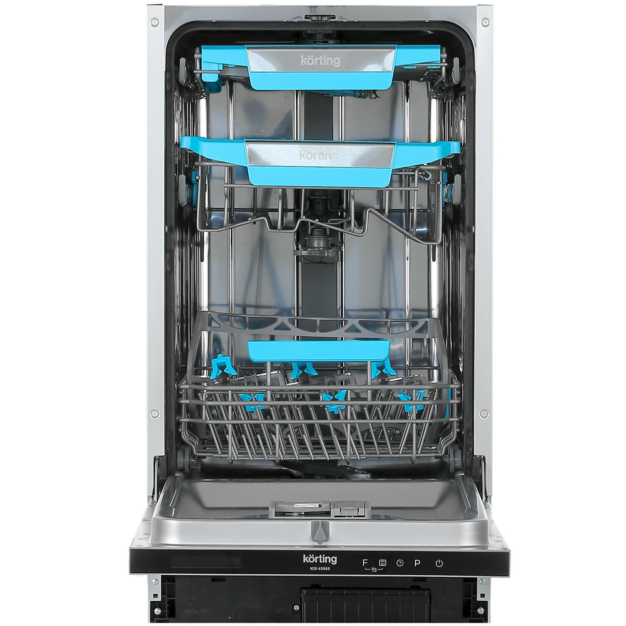 Изображение товара Встраиваемая посудомоечная машина Korting KDI 45985 45.0 см 8 программ серебристый и черный