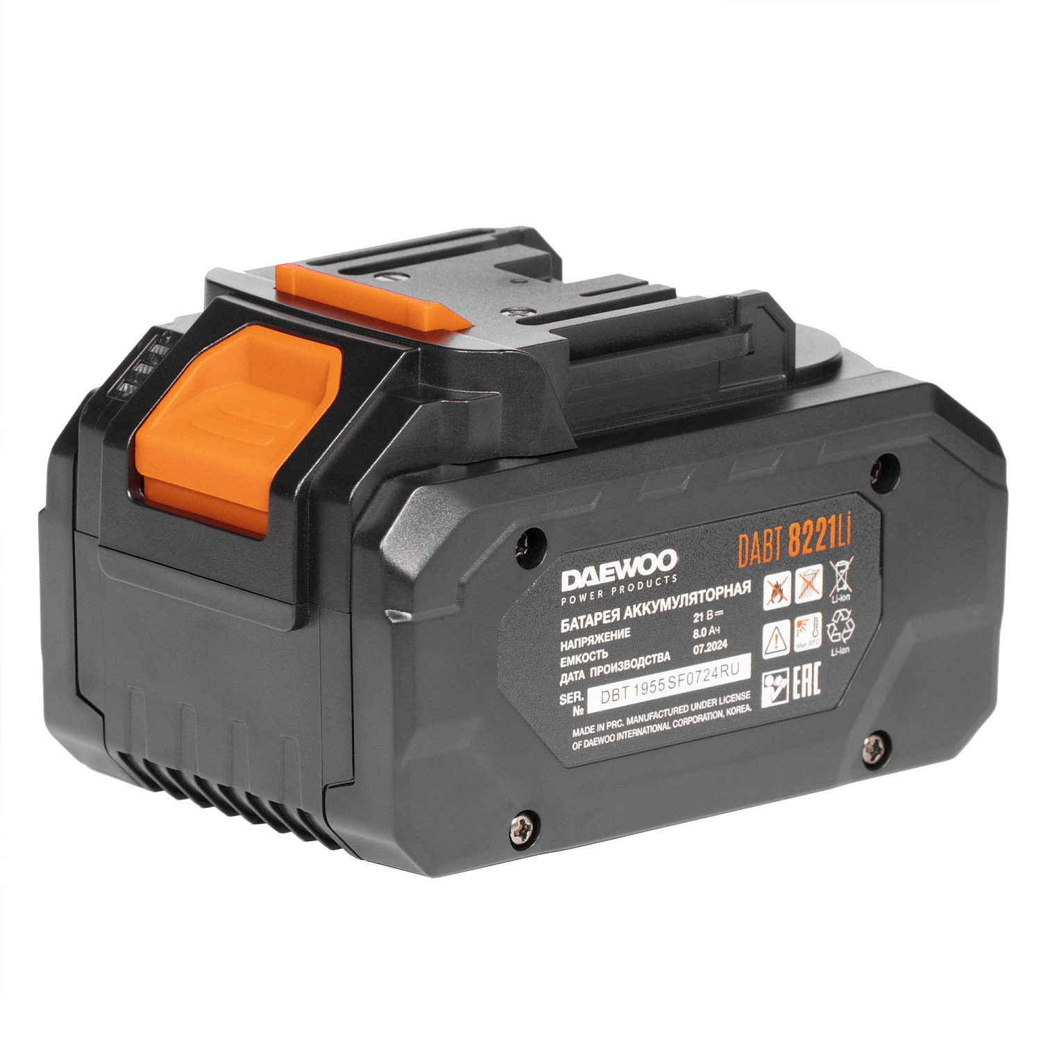 Изображение товара Аккумулятор Daewoo Dabt 8221Li 21 В 8 Ач Li-Ion с Быстрой Зарядкой