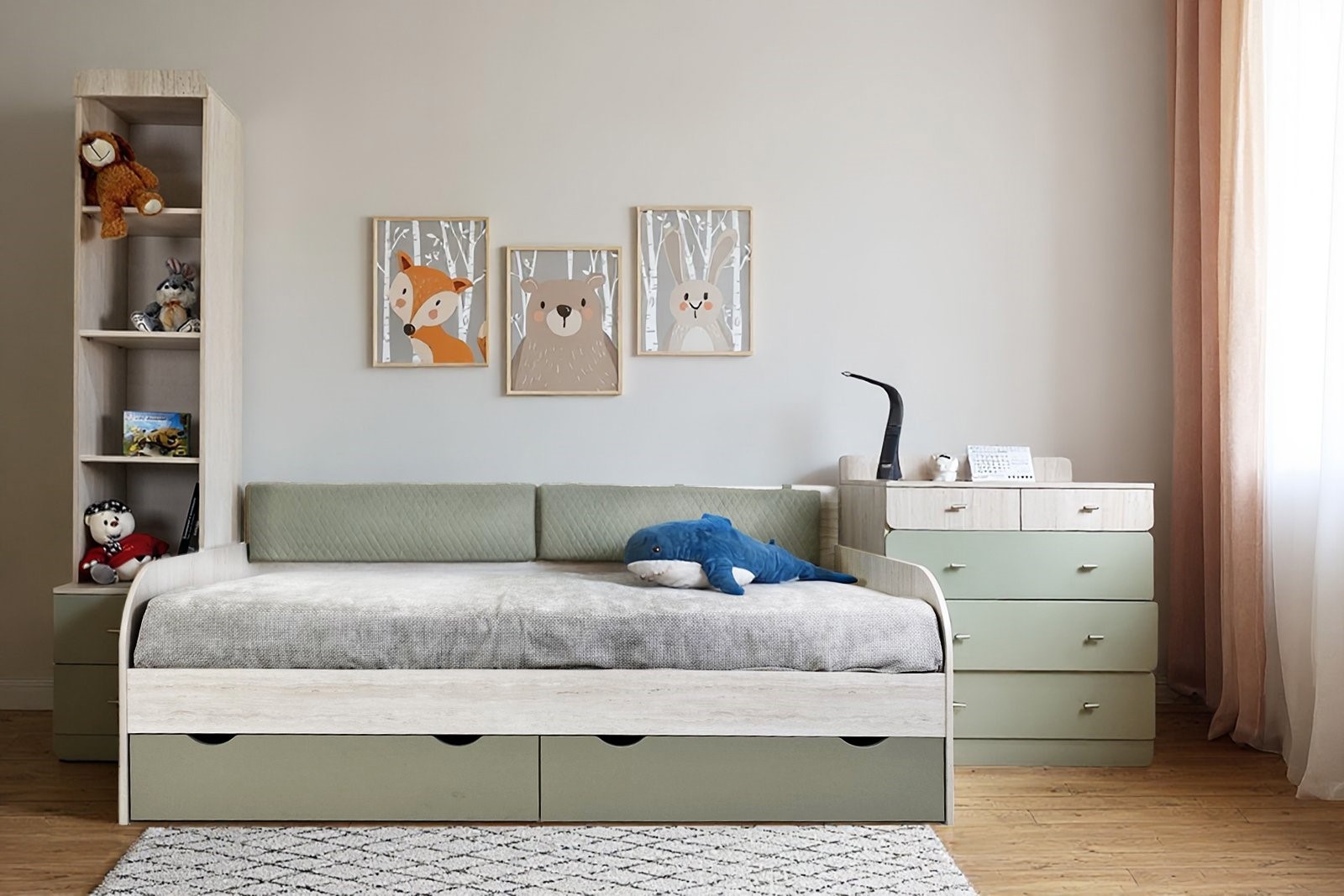 Изображение товара Комод ГК Аквилон Юкка № 9.1 5 ящиков 80х46х90 см ЛДСП цвет дюна/шалфей