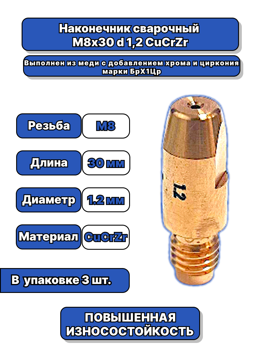 Изображение товара Наконечник Сфера Технолоджи 1057.ST.2 M8x30 мм 1.2 мм, 3 шт