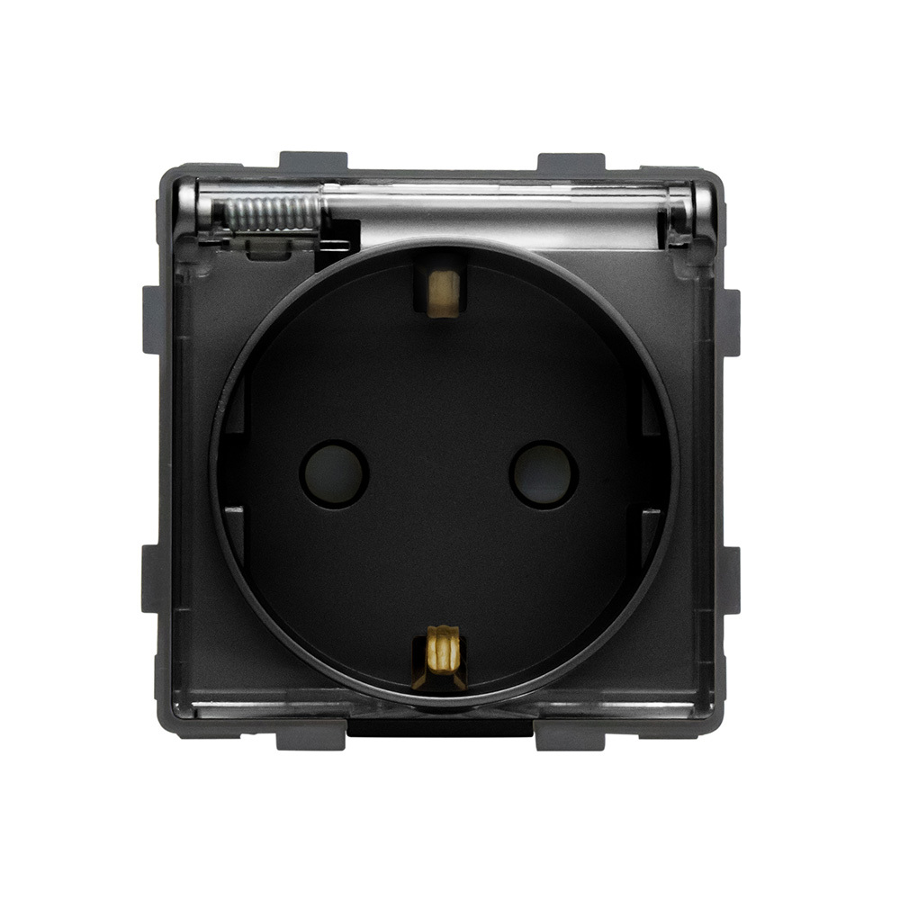 Изображение товара Модульная розетка встраиваемая Vell 1379023 с заземлением цвет черный