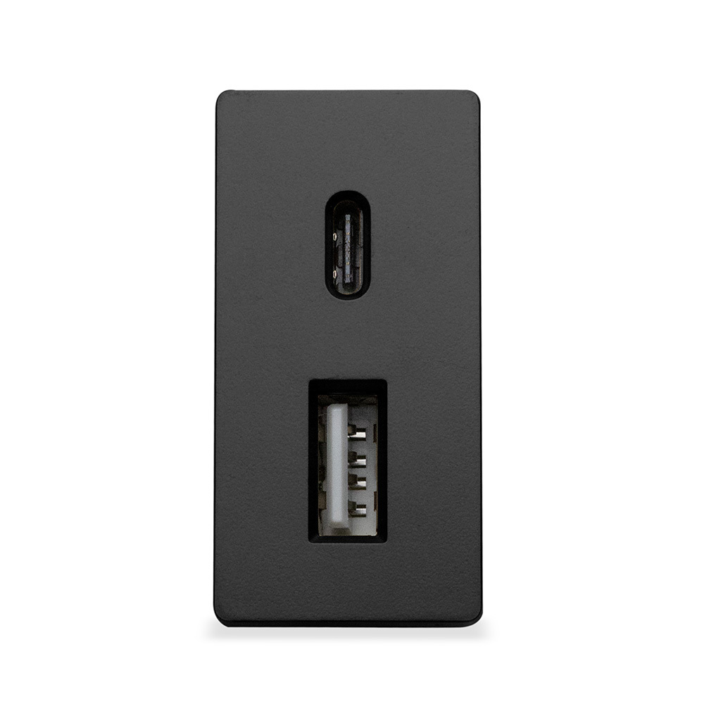 Изображение товара Модульная встроенная розетка Vell BK-1/2-AC с USB Type C и А Изображение товара Модульная встроенная розетка Vell BK-1/2-AC с USB Type C и А