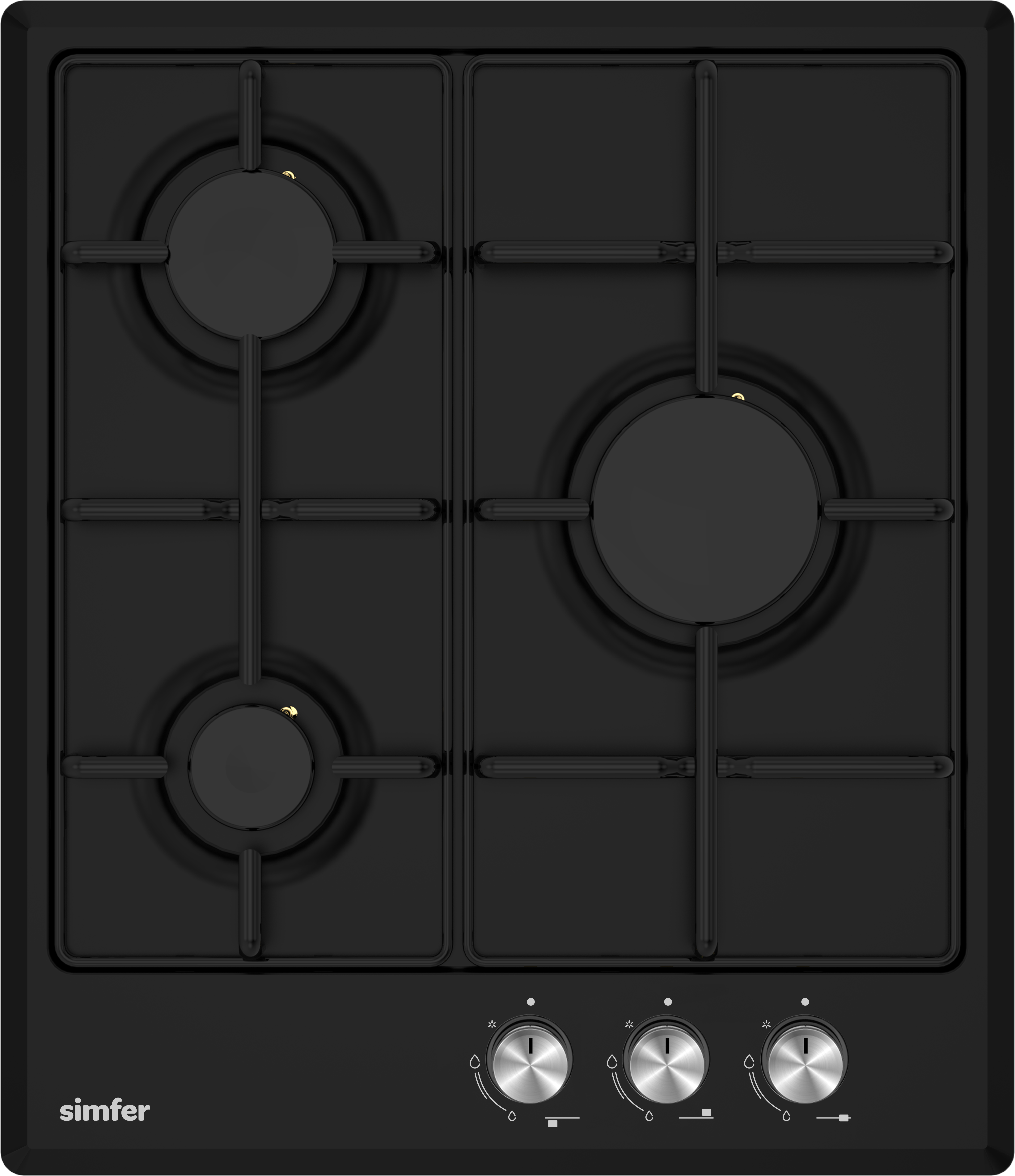 Изображение товара Газовая варочная панель Simfer H45V30B425 45 см 3 конфорки черный