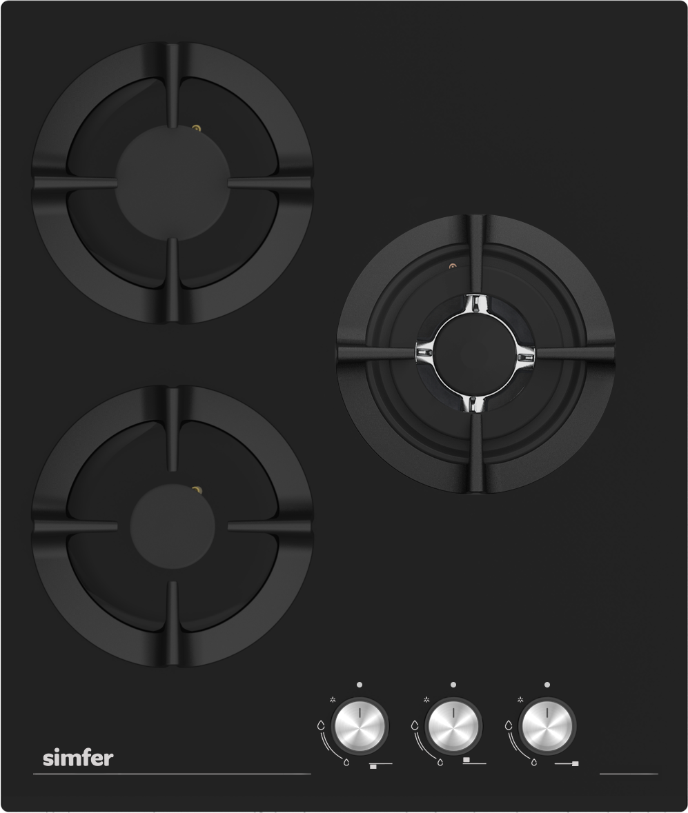 Изображение товара Газовая варочная панель Simfer H45N35S525 45 см 3 конфорки Черный