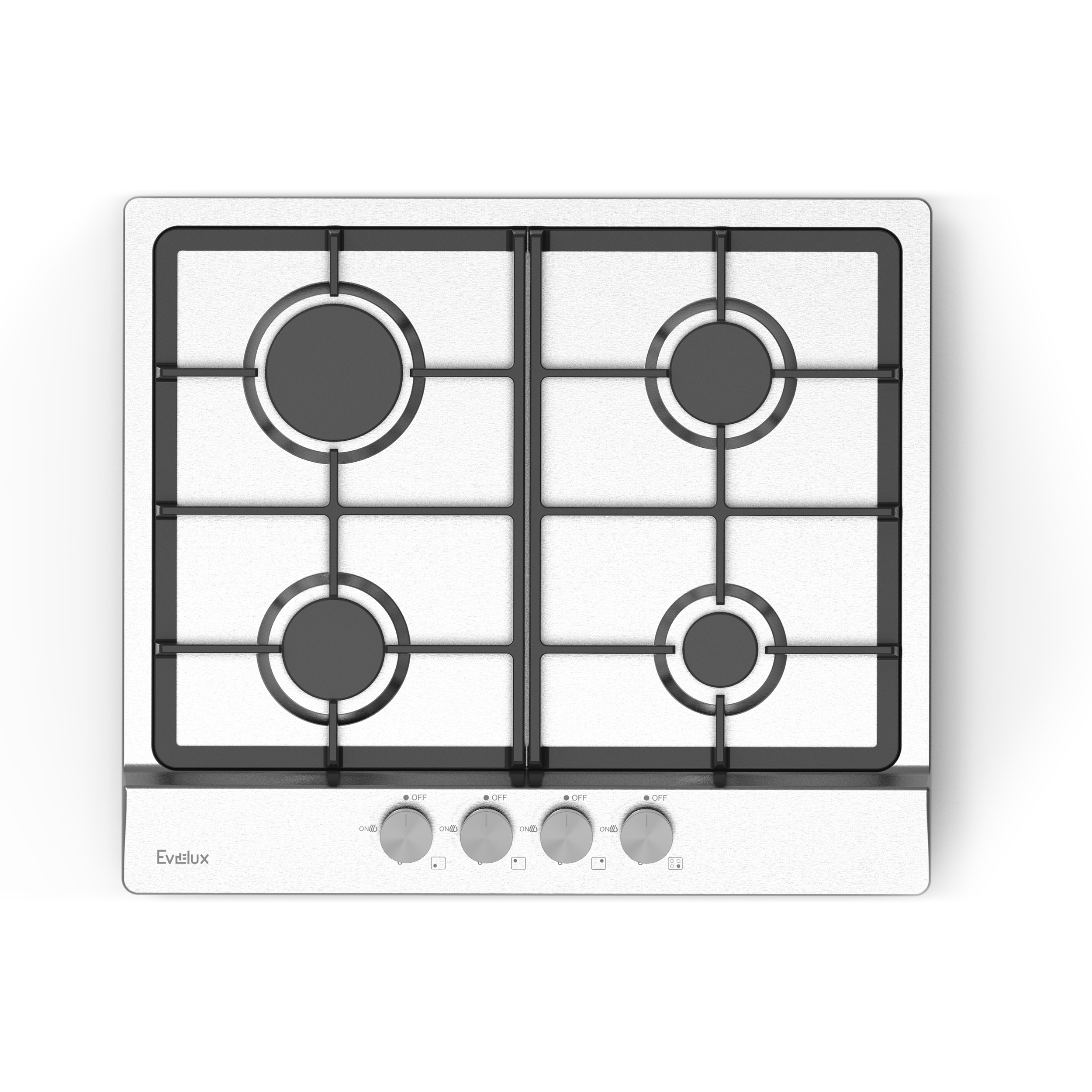 Изображение товара Газовая варочная панель Evelux HEG 633 X 58.5 см 4 конфорки цвет серый / серебристый