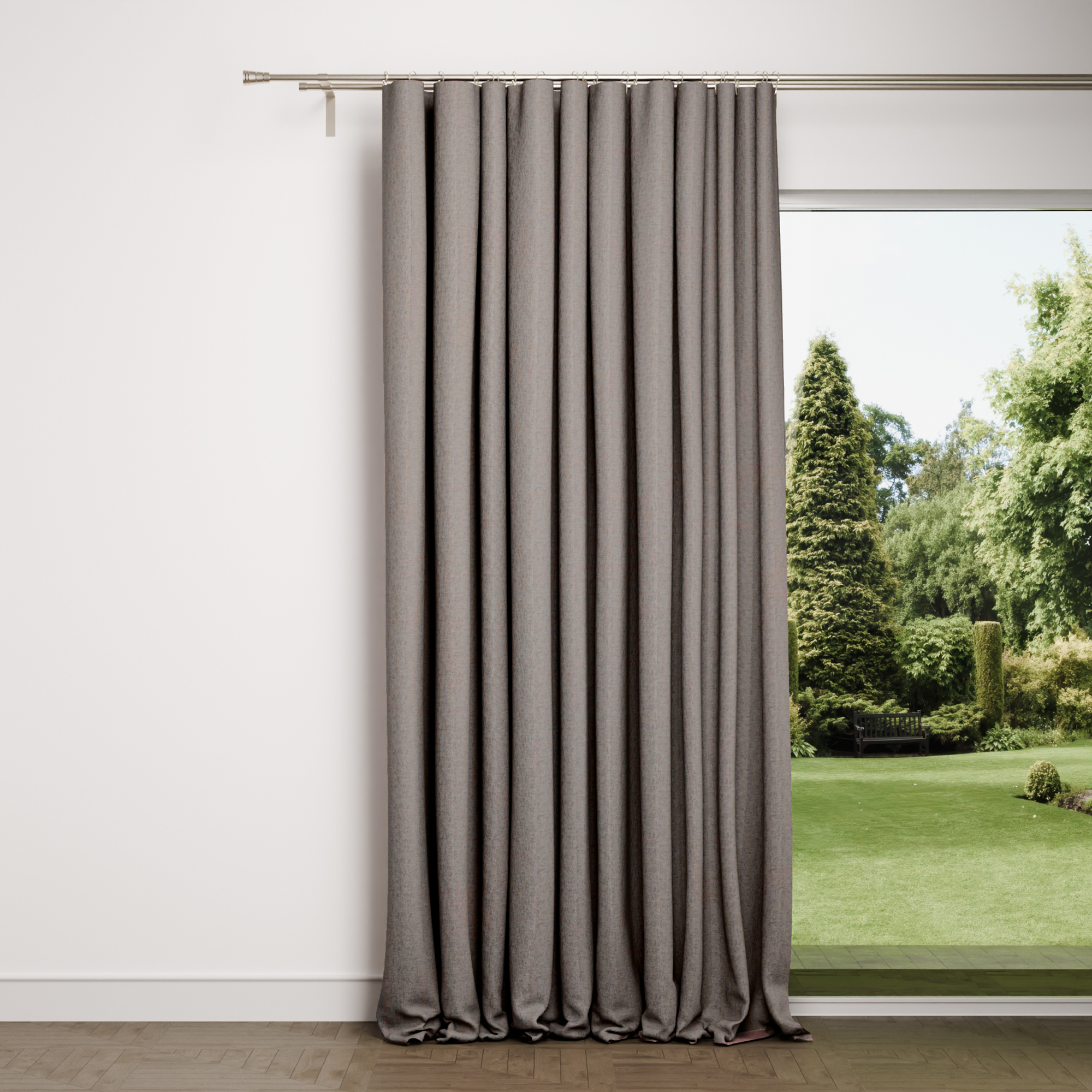 Изображение товара Штора на ленте Дэмус 200x280 см коричневая из шенилла для гостиной