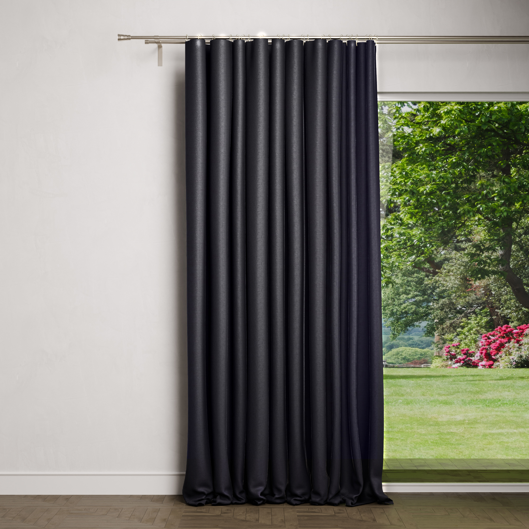 Изображение товара Штора из бархата на ленте 140x270 см темно-серая для спальни и гостиной