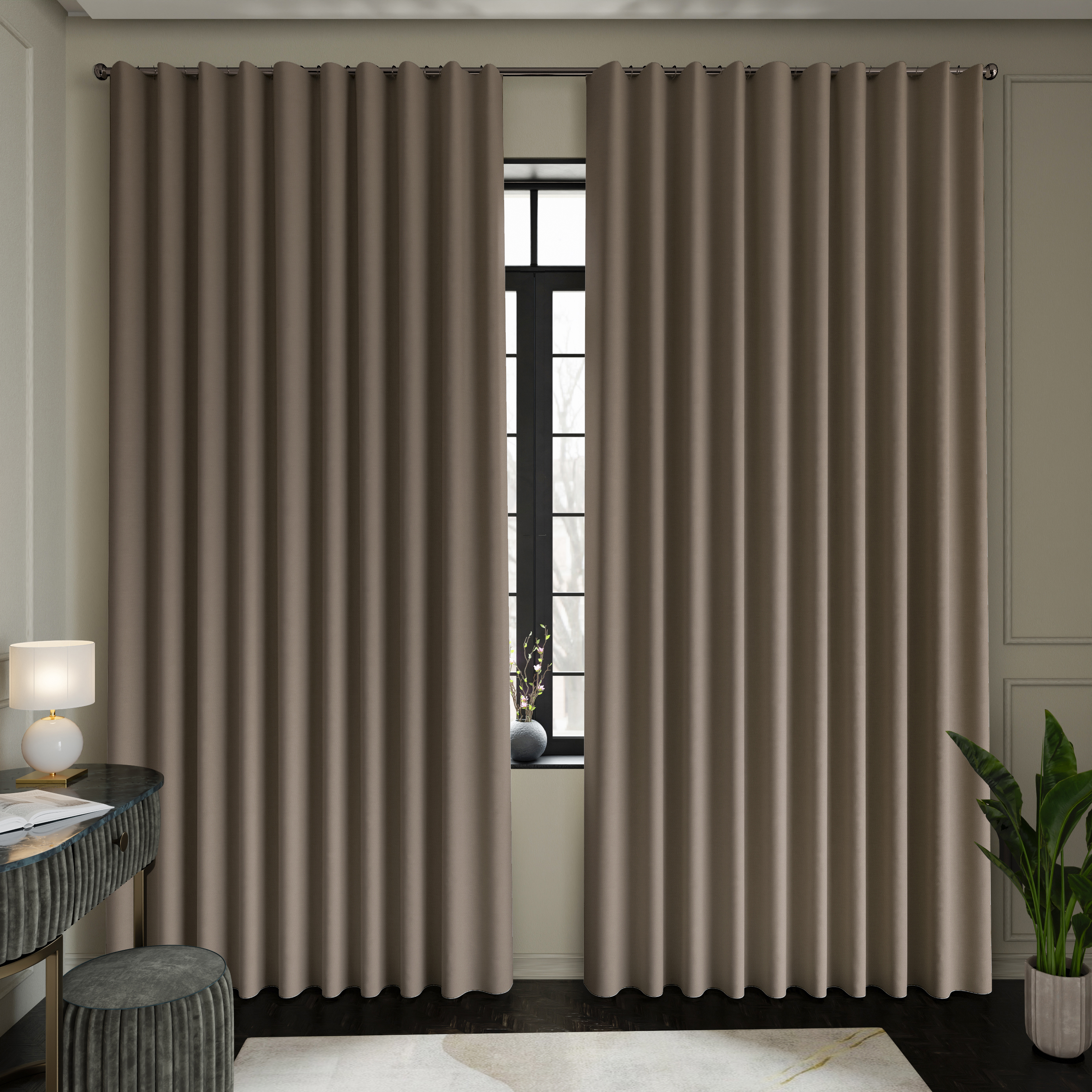 Изображение товара Комплект штор на ленте Джулия 150x250 см цвет темно-бежевый 2 шт