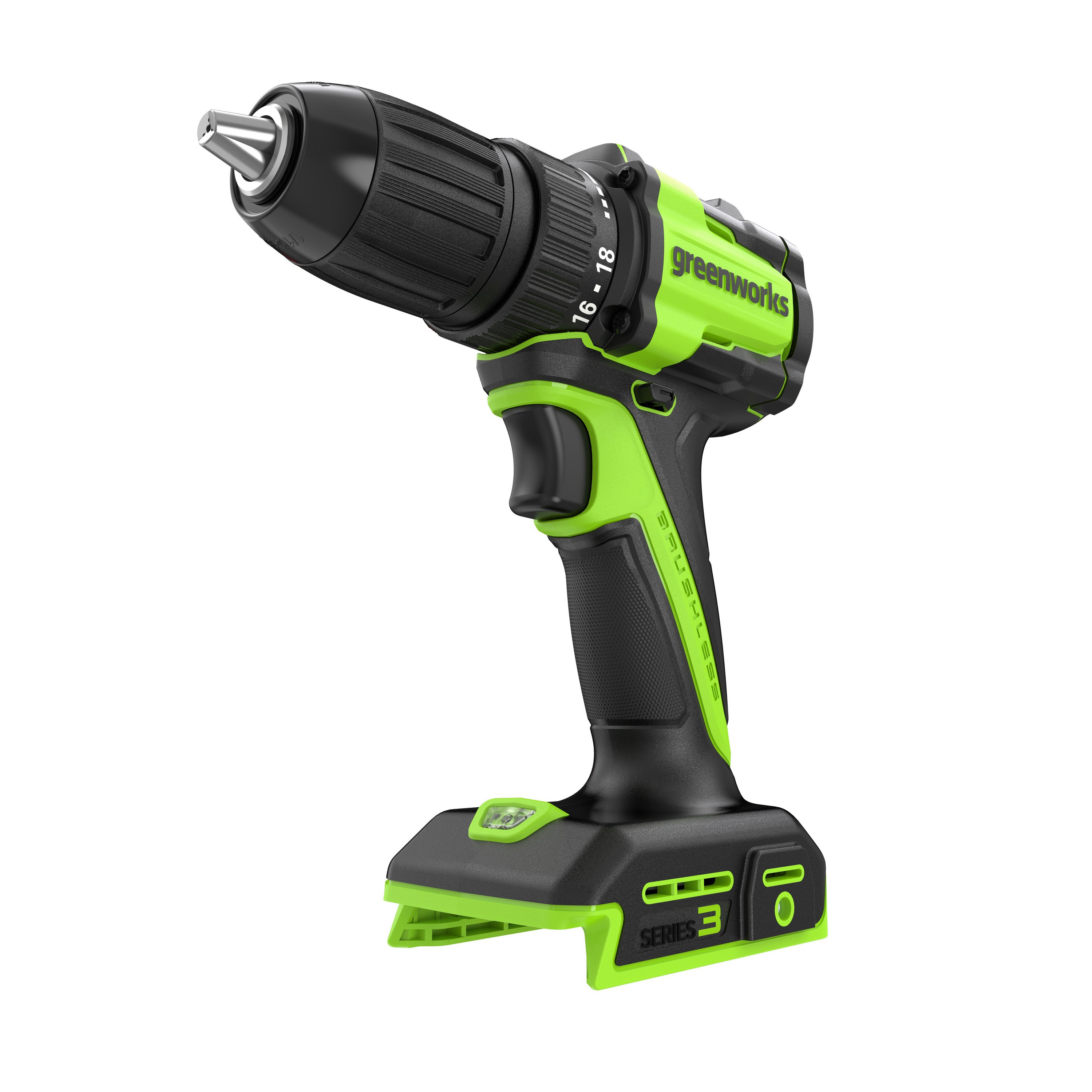 Изображение товара Дрель-шуруповерт аккумуляторная бесщеточная Greenworks DD345 3708307, 24 В Li-Ion без АКБ и ЗУ