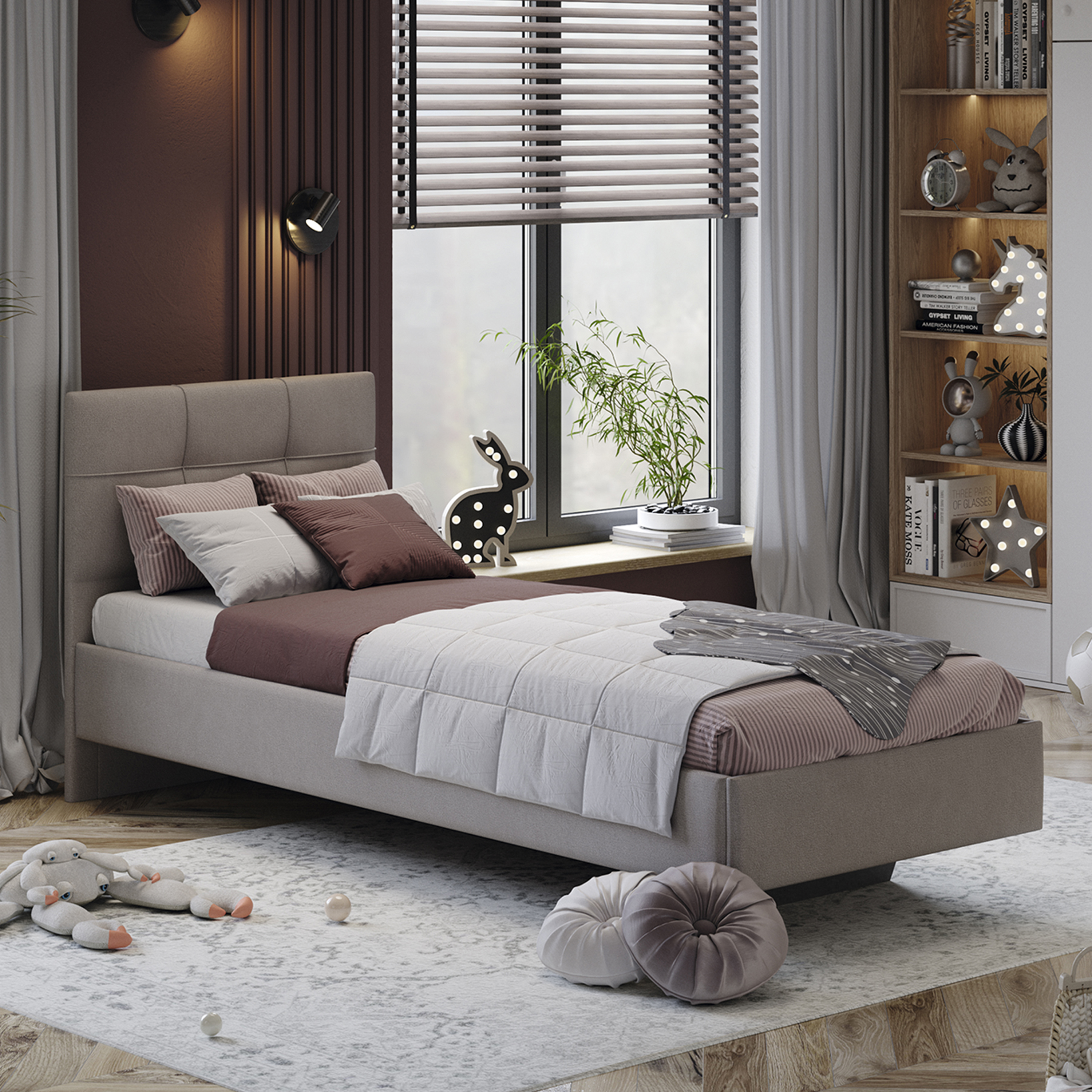 Изображение товара Кровать Трия Элис 80x200 см цвет велюр ultra cashmere