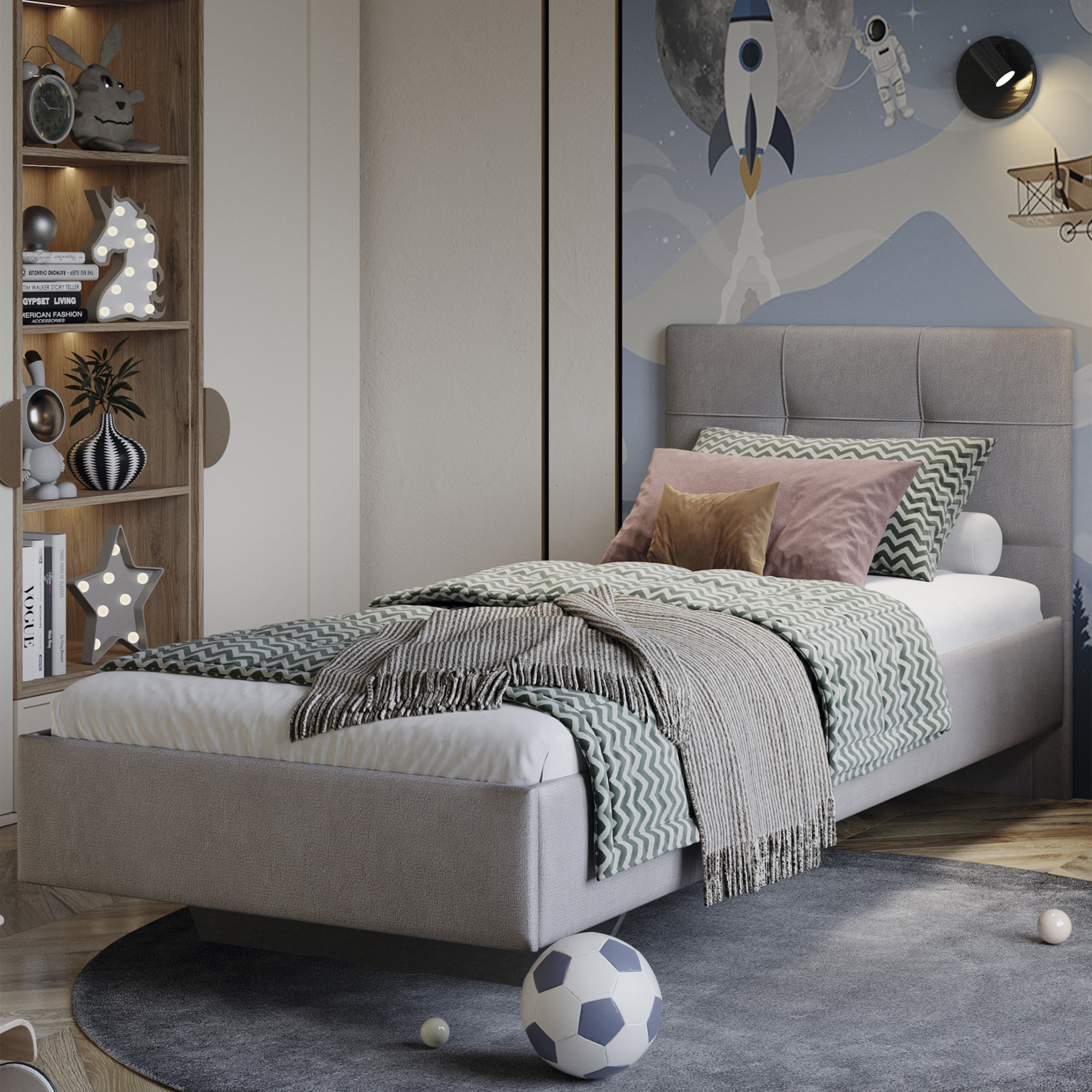 Изображение товара Кровать Трия Элис 80x200 см велюр ultra smoke