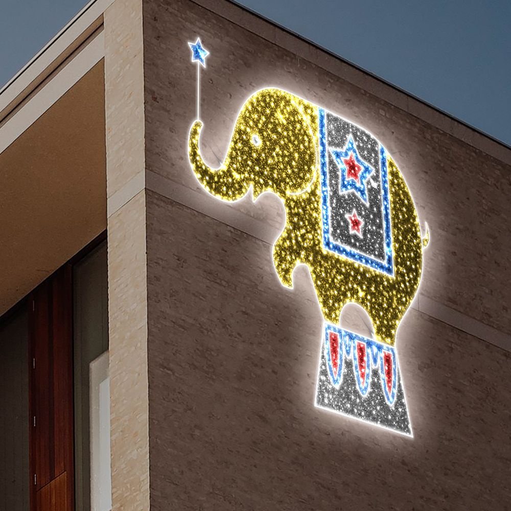 Изображение товара Электрическая светящаяся фигура Эйджи 136955 Слон фигура из мишуры на каркасе 2 м разноцветный