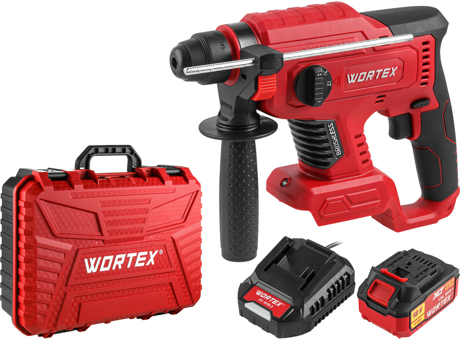 Изображение товара Перфоратор аккумуляторный бесщеточный SDS Plus Wortex CRH 1820-2 XLT Set, 18 В Li-Ion 1x4 Ач, 2.2 Дж
