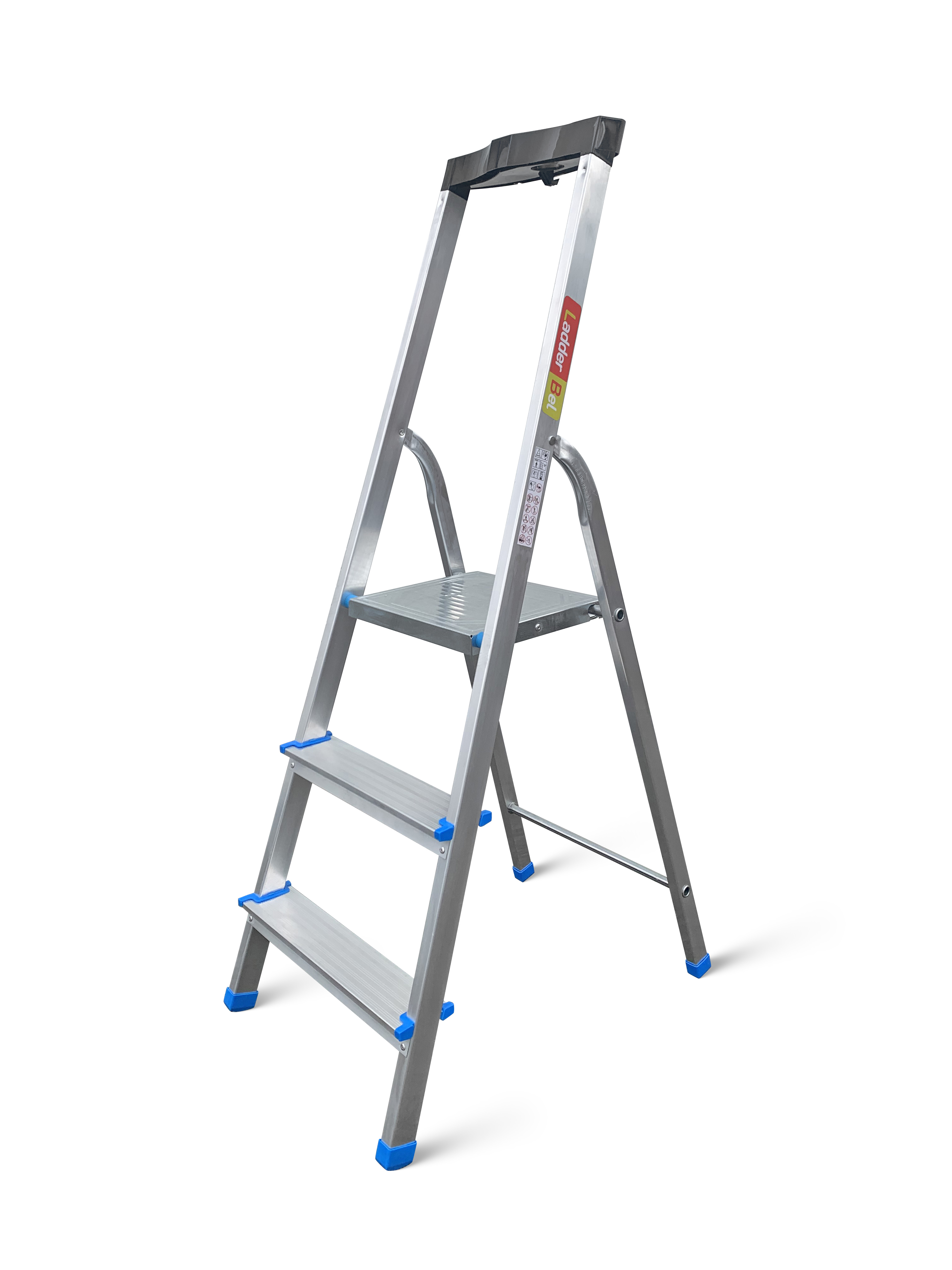 Изображение товара Стремянка алюминиевая Ladderbe STR-AL-3T 3 ступени, максимальная нагрузка 150 кг