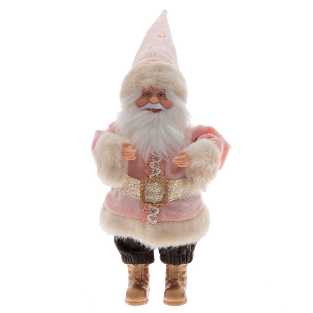 Изображение товара Новогодняя фигурка Дед Мороз 33 см розовый с золотыми деталями для украшения интерьера