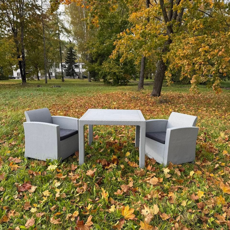 Изображение товара Набор садовой мебели с подушками Royal Family Lana mini dining xs светло-серый