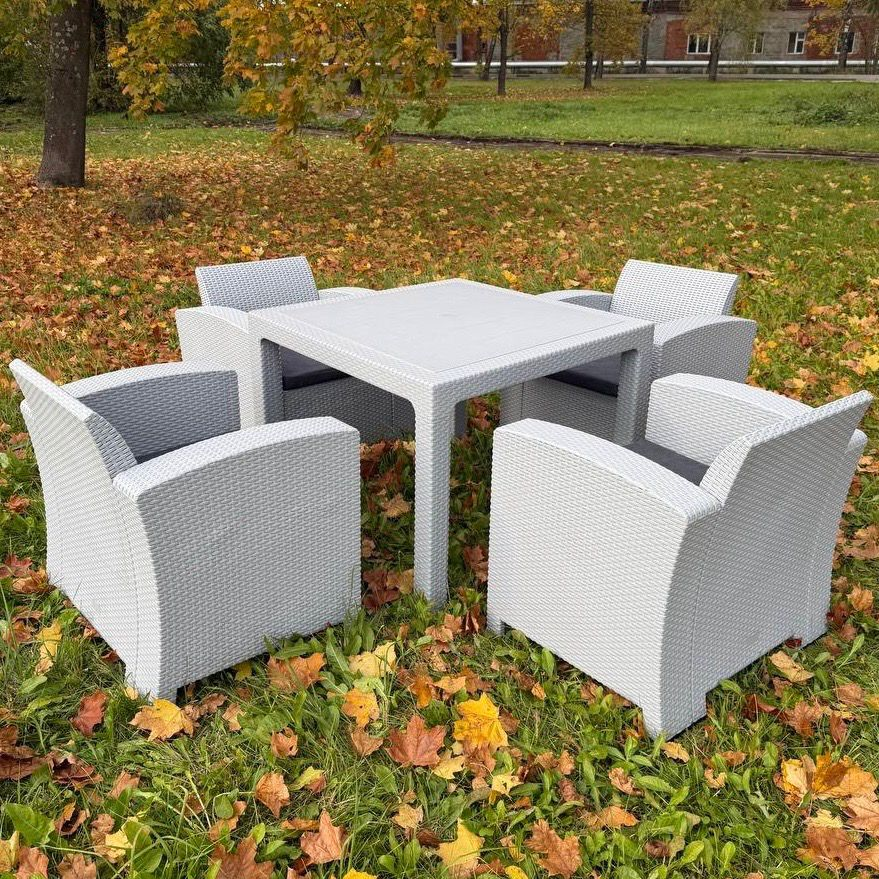 Изображение товара Набор садовой мебели с подушками Royal Family Lana lux mini dining L светло-серый