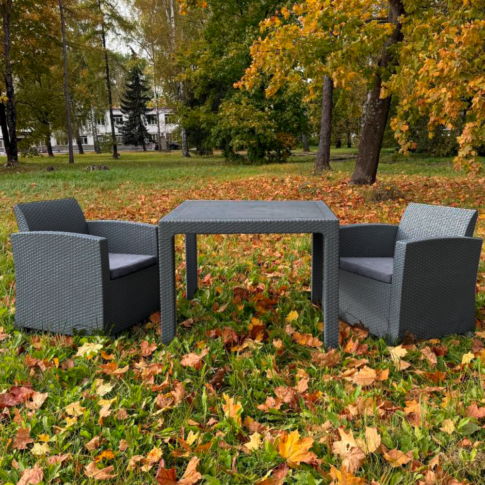 Изображение товара Набор садовой мебели с подушками Royal Family Lana mini dining xs графит