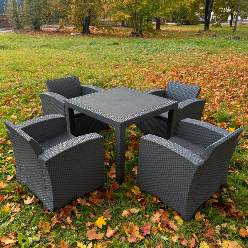 Изображение товара Набор садовой мебели с подушками Royal Family Lana lux mini dining L графит
