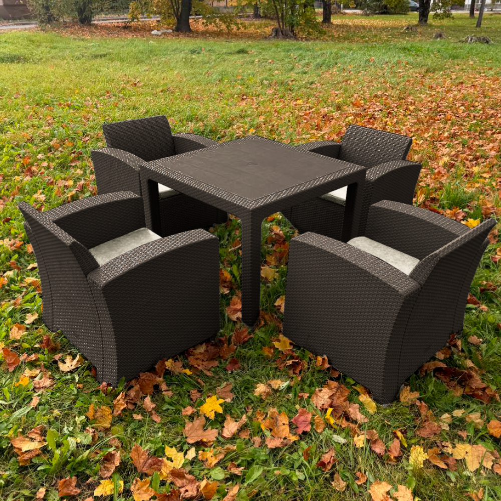 Изображение товара Набор садовой мебели с подушками Royal Family Lana lux mini dining L коричневый