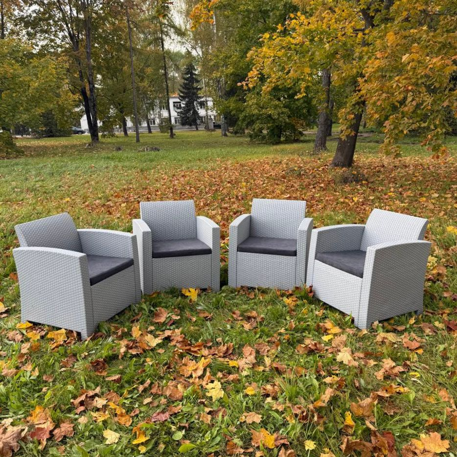 Изображение товара Комплект кресел Royal Family LANA из 4 шт светло-серые садовые кресла с подушками