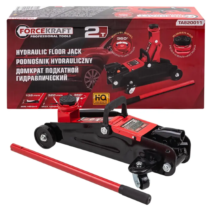 Изображение товара Домкрат подкатной гидравлический Forcekraft FK-TA820011 до 2 т, 135-320 мм