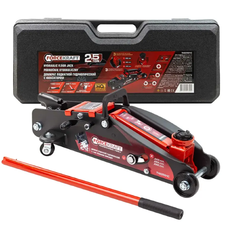 Изображение товара Домкрат подкатной гидравлический Forcekraft FK-TH22501C до 2.5 т, 140-387 мм