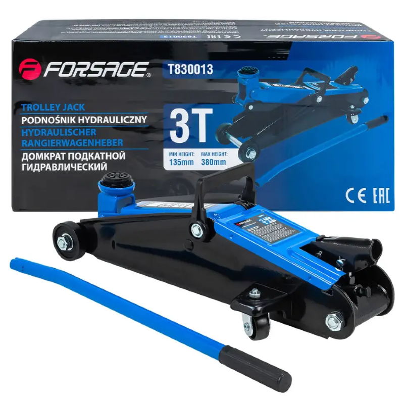 Изображение товара Домкрат подкатной гидравлический Forsage F-T830013 до 3 т, 135-380 мм