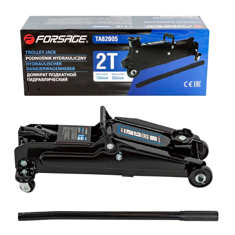 Изображение товара Forsage F-TA82005 подкатной гидравлический домкрат, 2 т, 135-385 мм