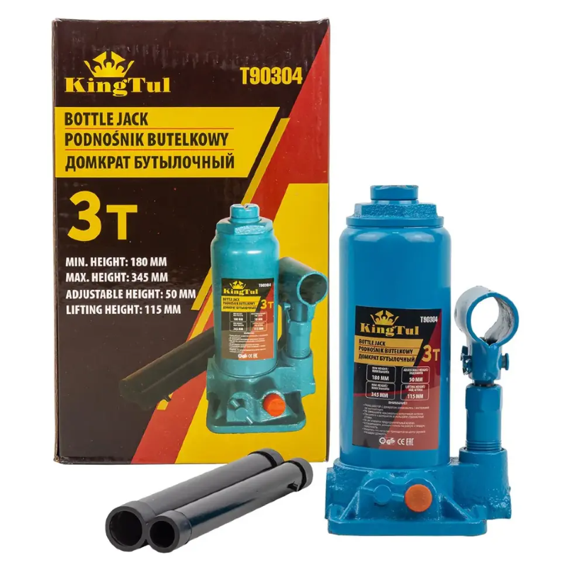 Изображение товара Домкрат бутылочный механический Kingtool KT-T90304 до 3 т, 180-345 мм