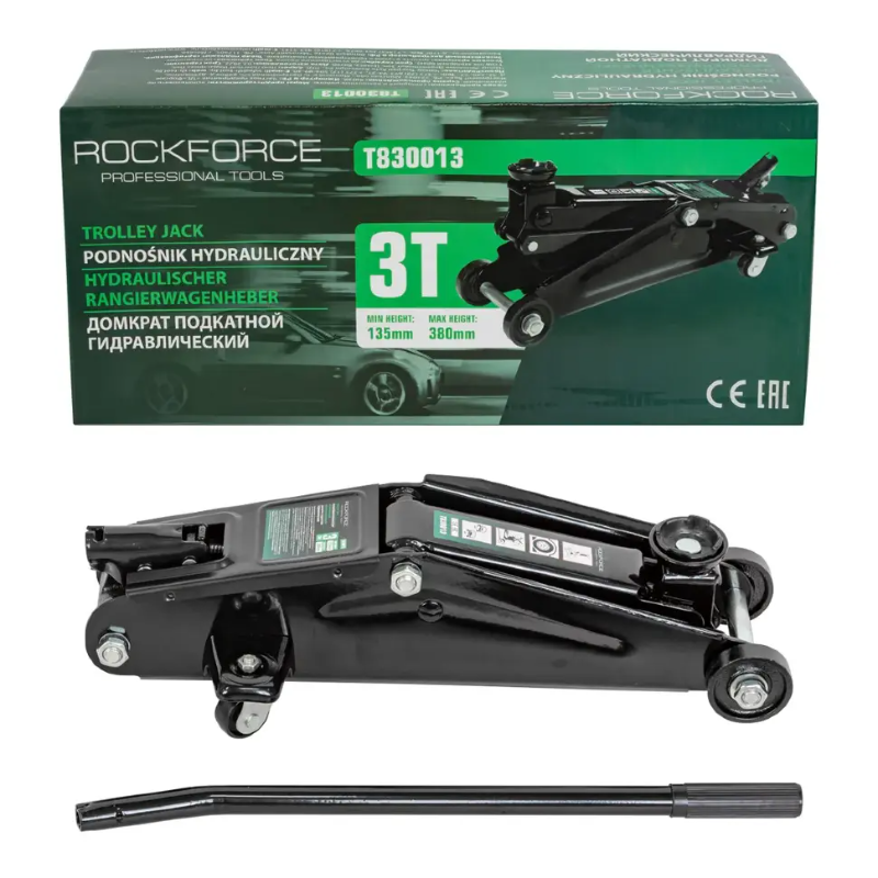 Изображение товара Домкрат подкатной гидравлический Rockforce RF-T830013 до 3 т, 135-380 мм
