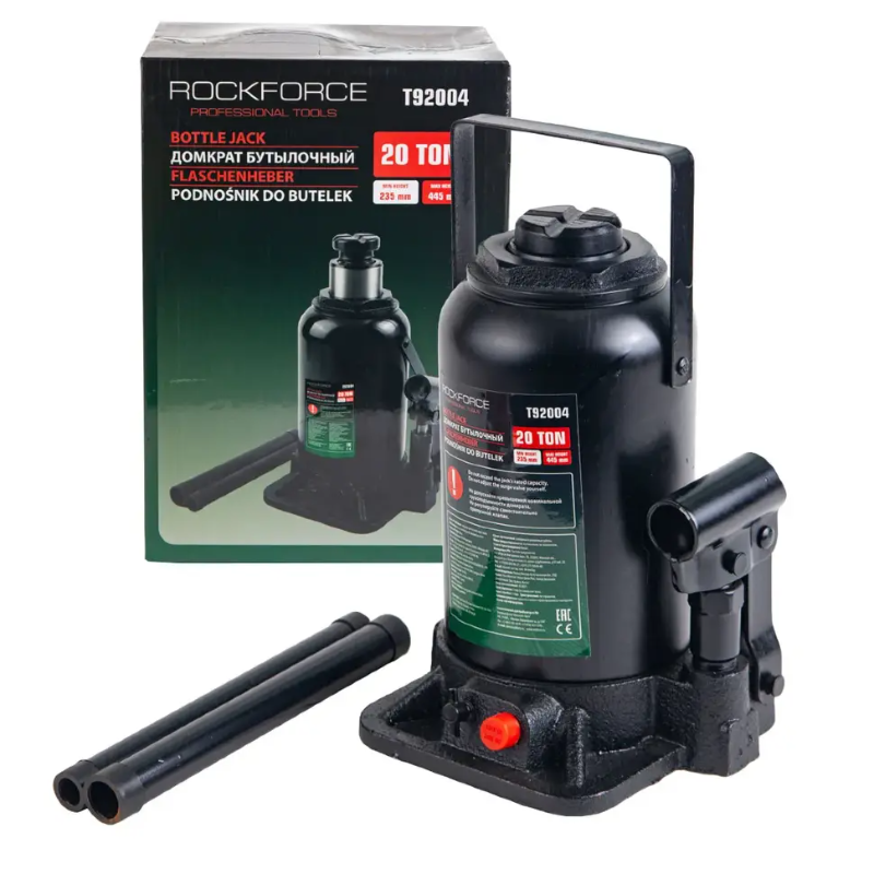 Изображение товара Домкрат бутылочный гидравлический Rockforce RF-T92004 DS до 20 т, 235-445 мм