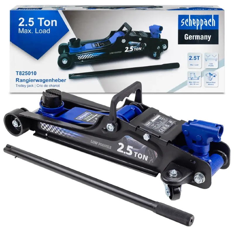 Изображение товара Домкрат подкатной гидравлический Scheppach Sch-T825010 до 2.5 т, 85-385 мм Изображение товара Домкрат подкатной гидравлический Scheppach Sch-T825010 до 2.5 т, 85-385 мм