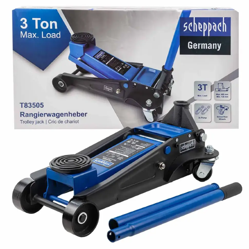 Изображение товара Домкрат подкатной гидравлический Scheppach Sch-T83505 до 3 т, 135-465 мм