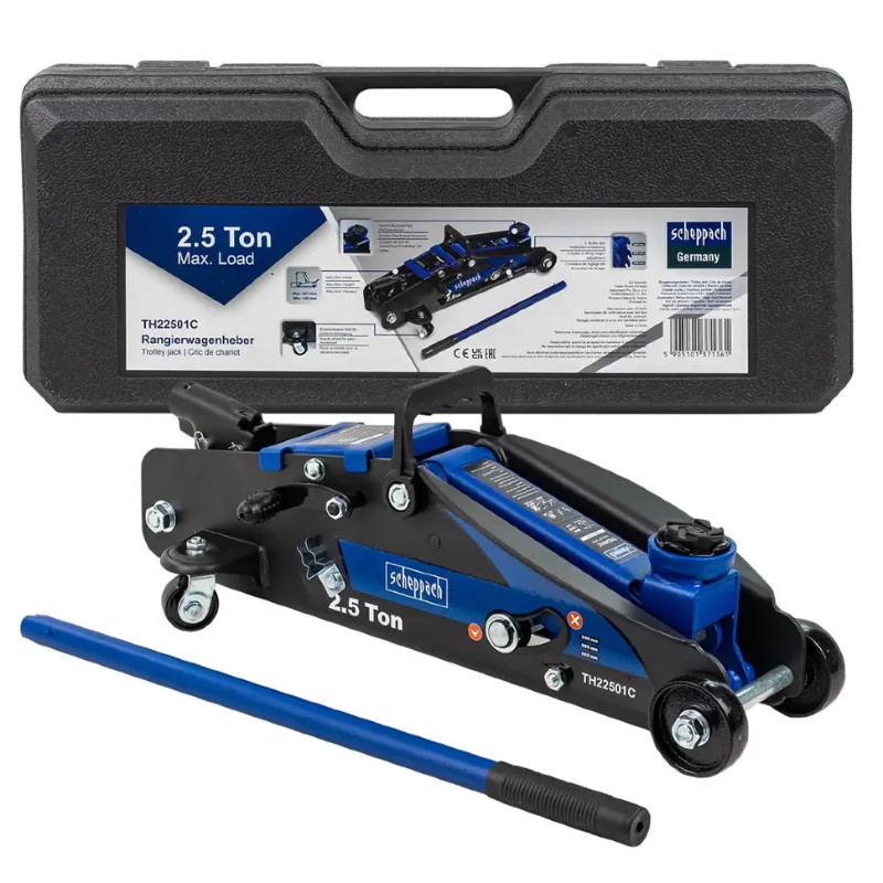 Изображение товара Домкрат подкатной гидравлический Scheppach Sch-TH22501C до 2.5 т, 140-387 мм