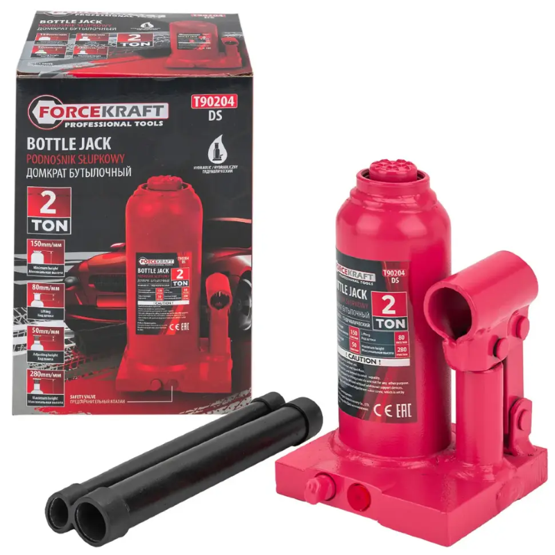 Изображение товара Домкрат бутылочный механический Forcekraft FK-T90204 DS до 2 т, 148-278 мм