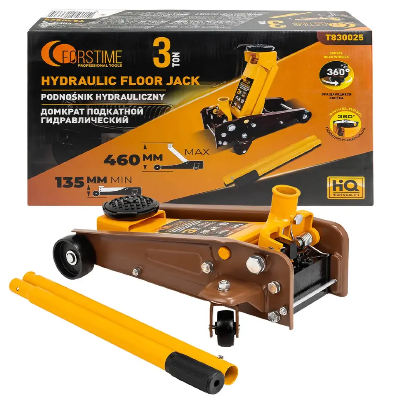 Изображение товара Домкрат подкатной гидравлический Forstime FT-T830025 до 3 т, 135-460 мм