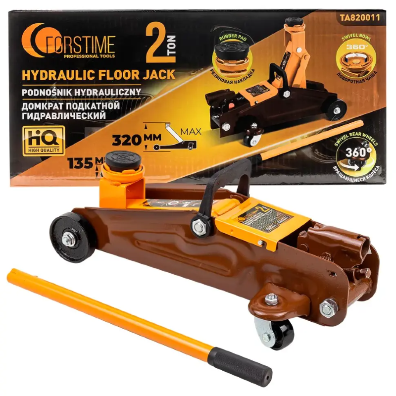 Изображение товара Домкрат подкатной гидравлический FORSTIME FT-TA820011 до 2 т, 135-320 мм
