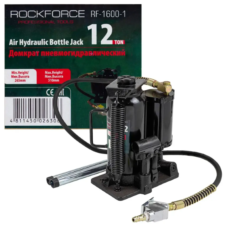 Изображение товара Домкрат бутылочный пневмогидравлический Rockforce RF-1600-1 12 тонн