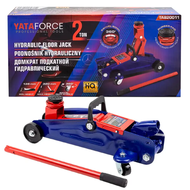 Изображение товара Домкрат подкатной гидравлический Yataforce YF-TA820011 до 2 т, 135-320 мм