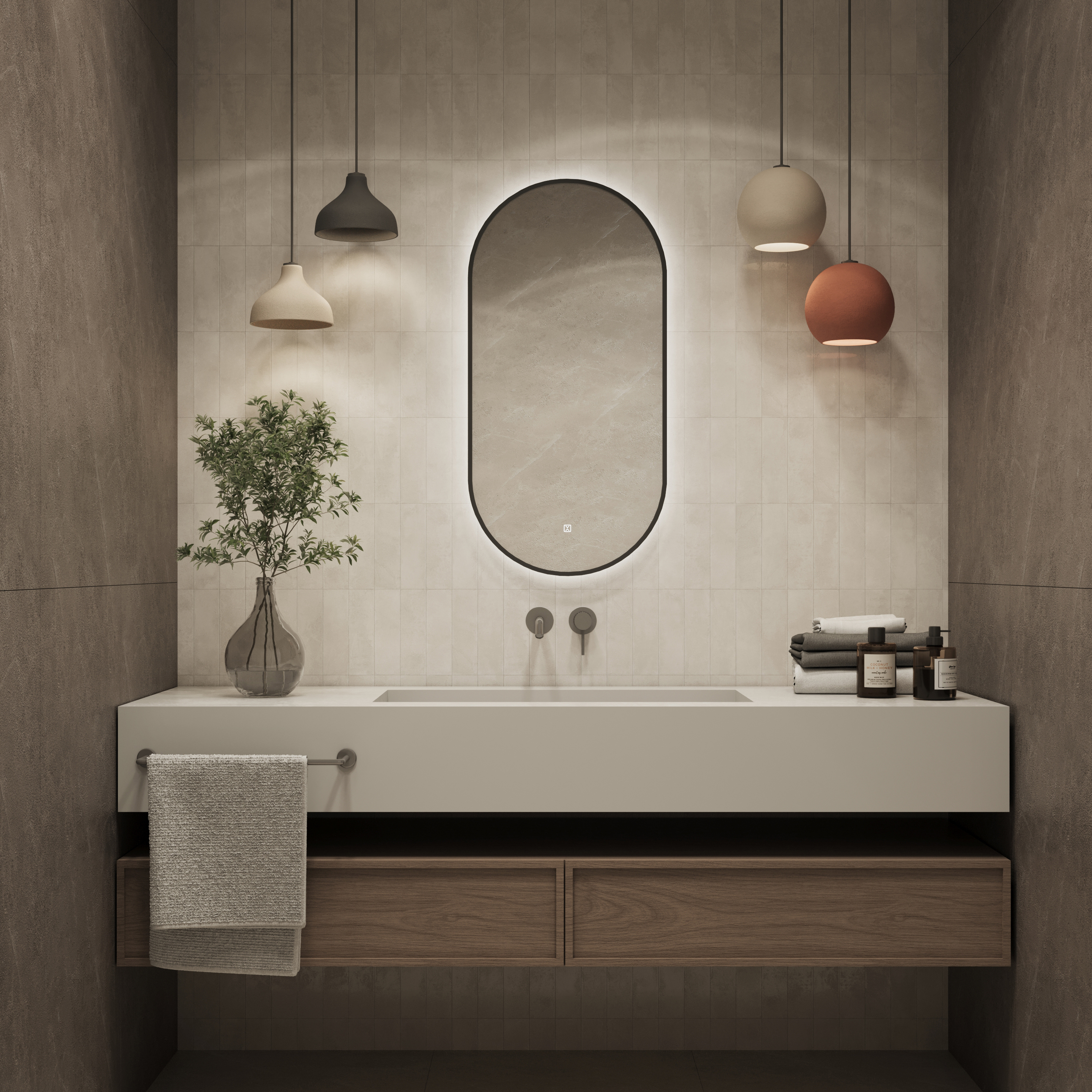 Изображение товара Зеркало для ванной Reflexion RF5020AR с подсветкой 45x80 см черное овальное