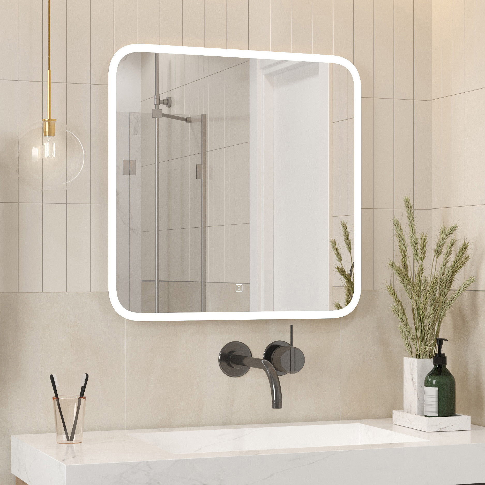 Изображение товара Зеркало для ванной Reflection Blink RF6040BK с подсветкой 60x60 см