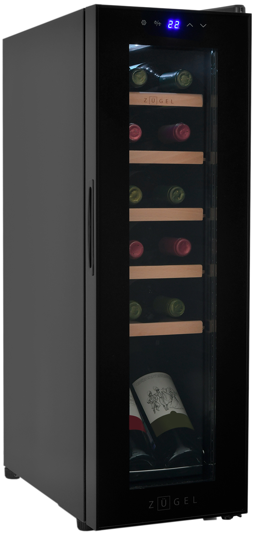 Изображение товара Винный шкаф Zugel ZCWF123B черный для 12 бутылок современный этажный