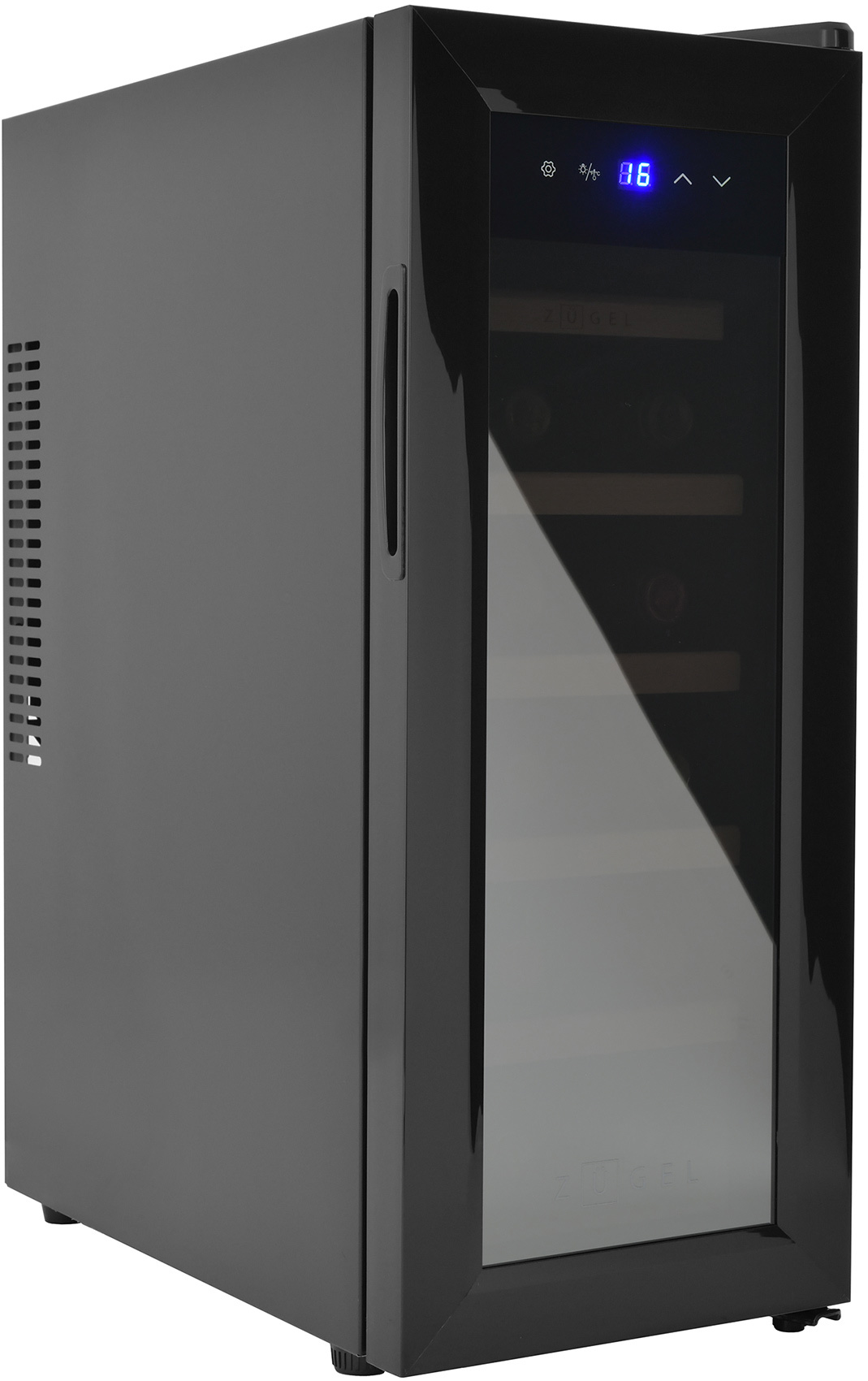 Изображение товара Винный шкаф Zugel ZTWF122B черный для 12 бутылок с термоэлектрическим охлаждением