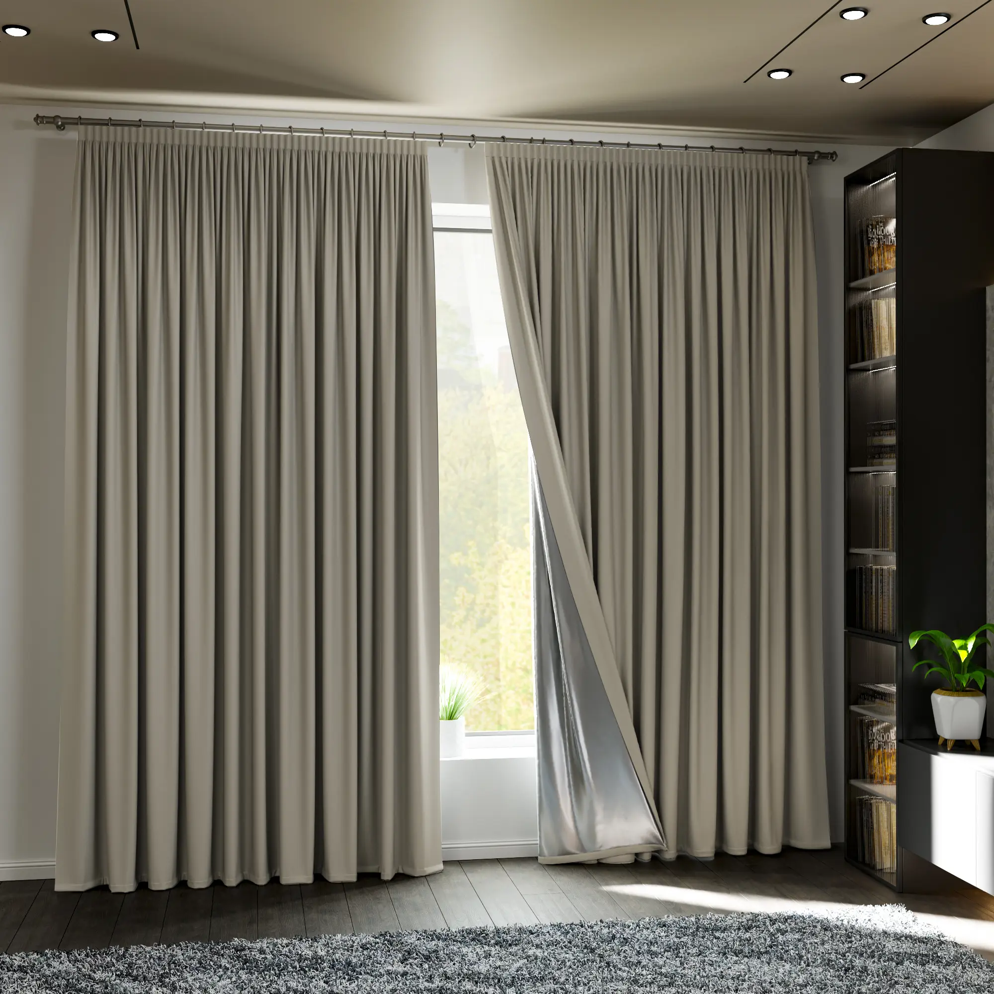 Комплект штор на ленте блэкаут Miamoza Dark 150x250 см цвет бежевый