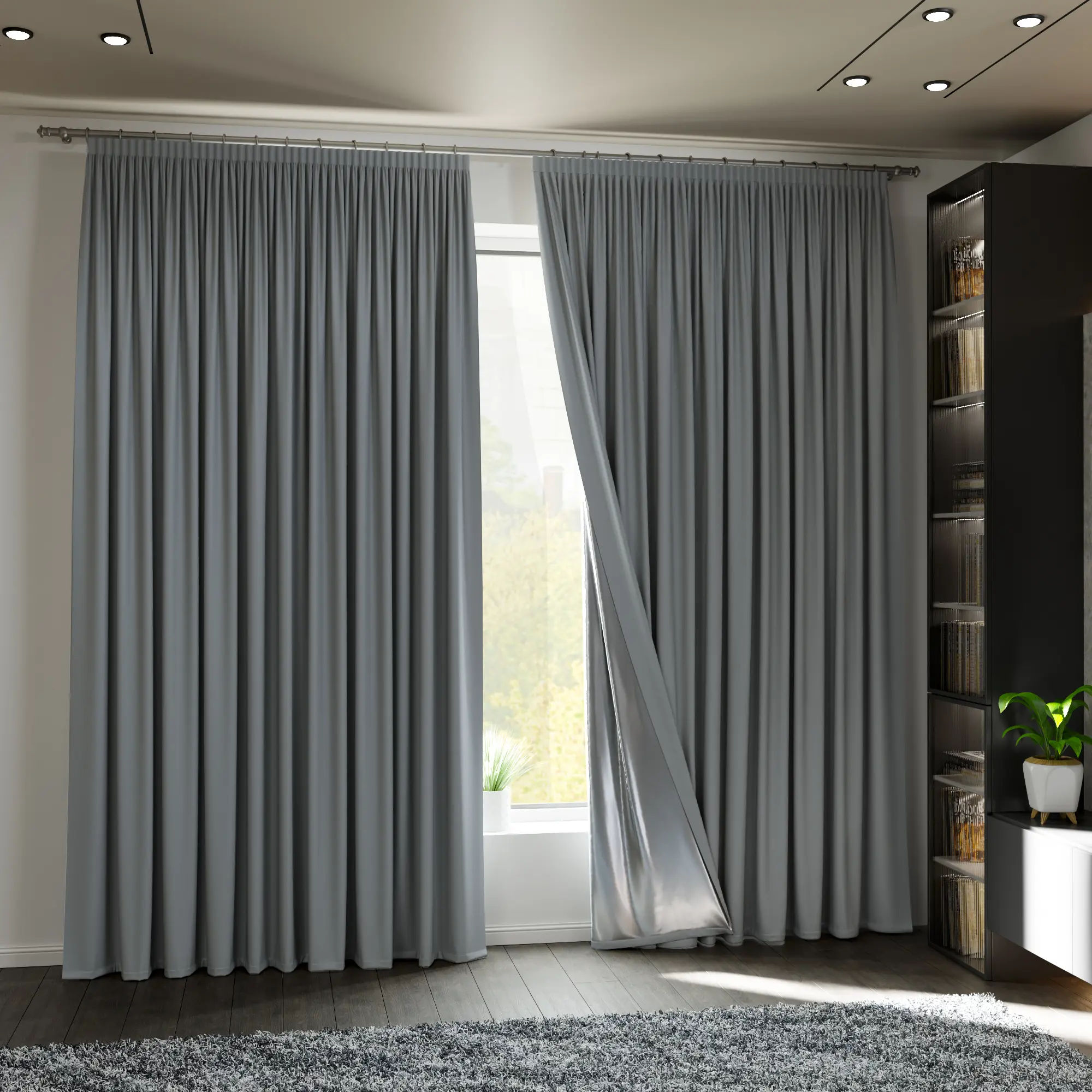 Комплект штор на ленте блэкаут Miamoza Dark 150x250 см цвет серый